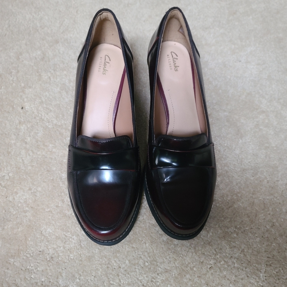 CLARKS Leather  Heeled Loafers for women in dark Brown